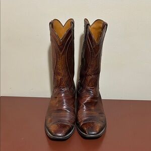 Lucchese Dark Brown Leather Cowboy Boots